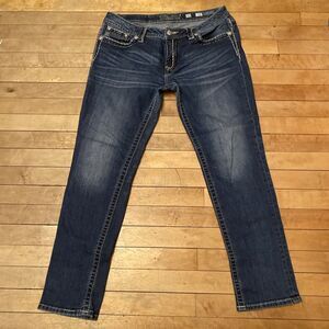 Miss Me Jeans Women’s Size 32 Mid Rise Skinny Embroidered Denim Stretch